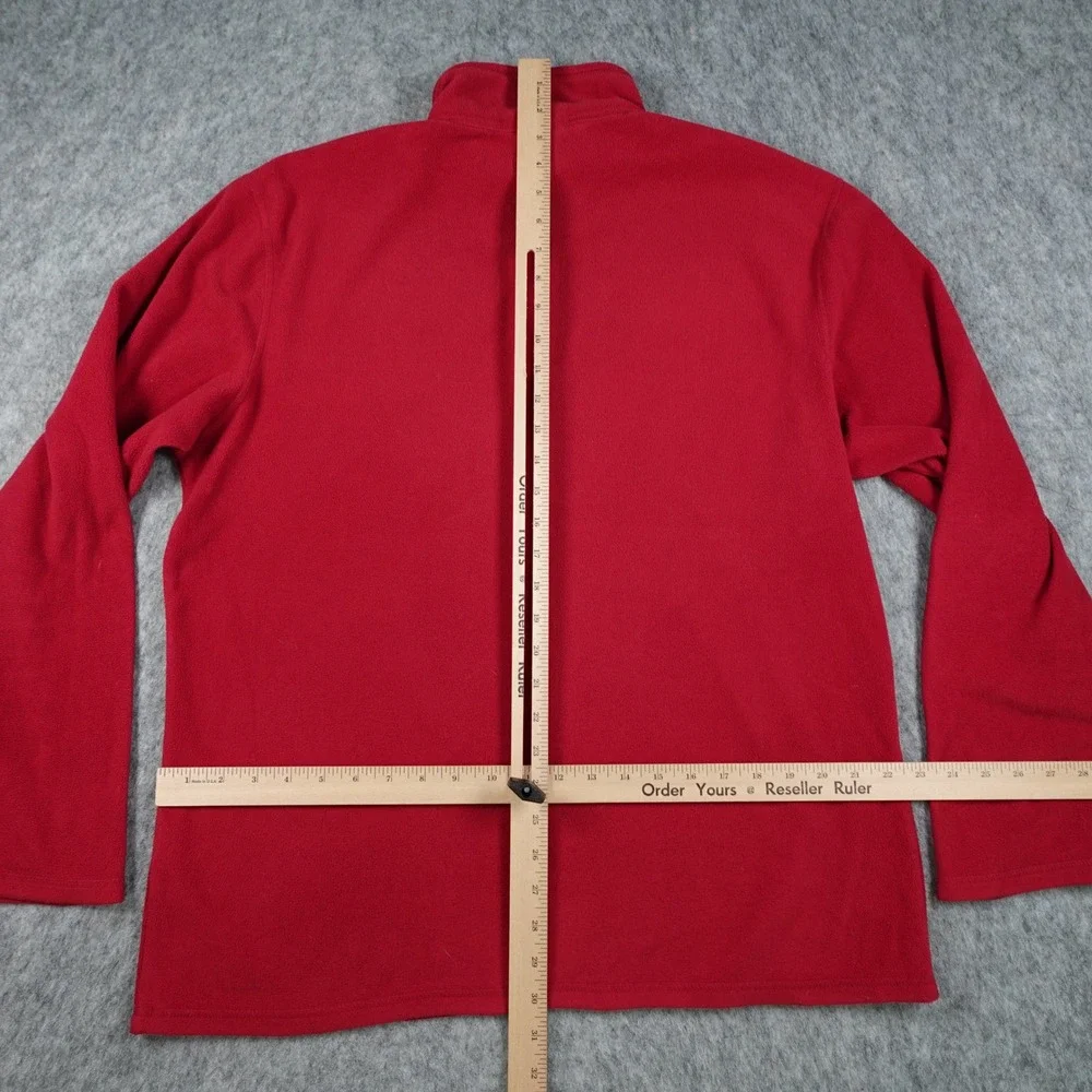 The North Face Pullover Mens Large Red Polartec‎ Fleece 1/4 Zip Logo Sweatshirt